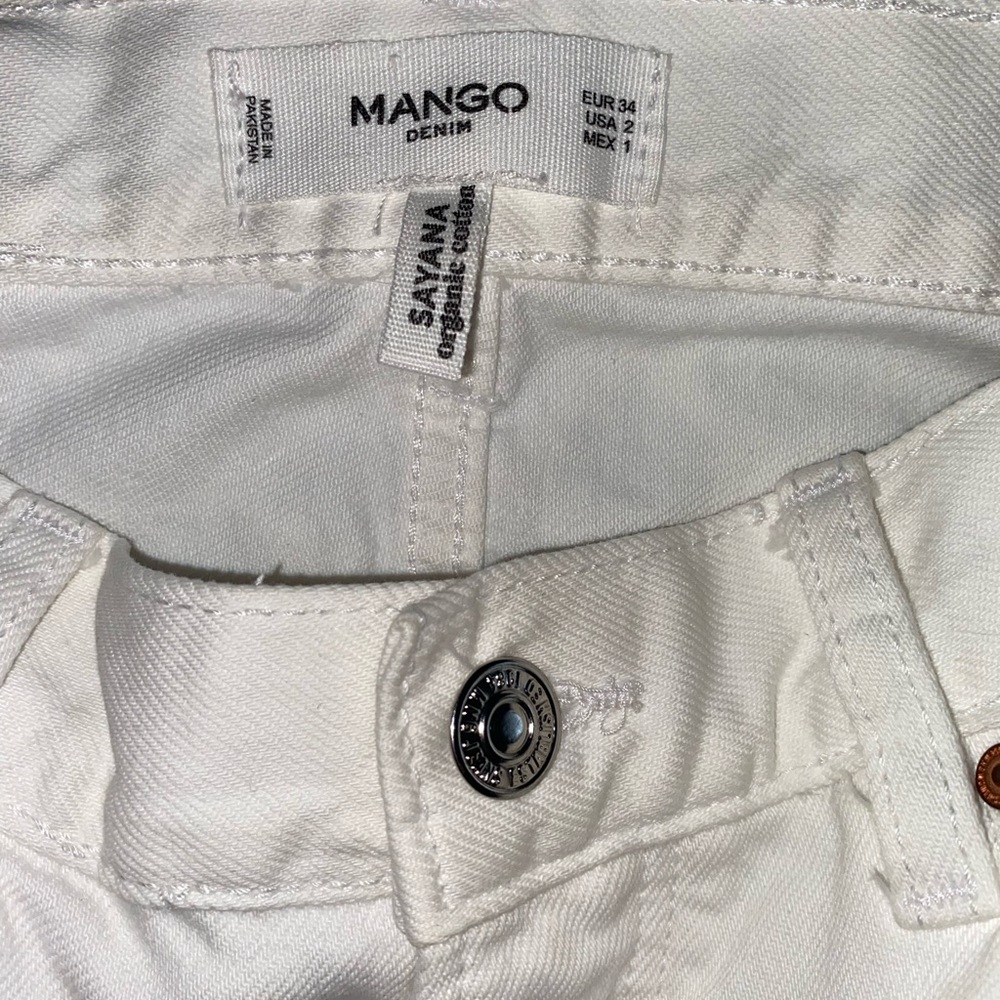 Mango Distressed White Jeans with Black Side Stripes - Picture 13 of 13